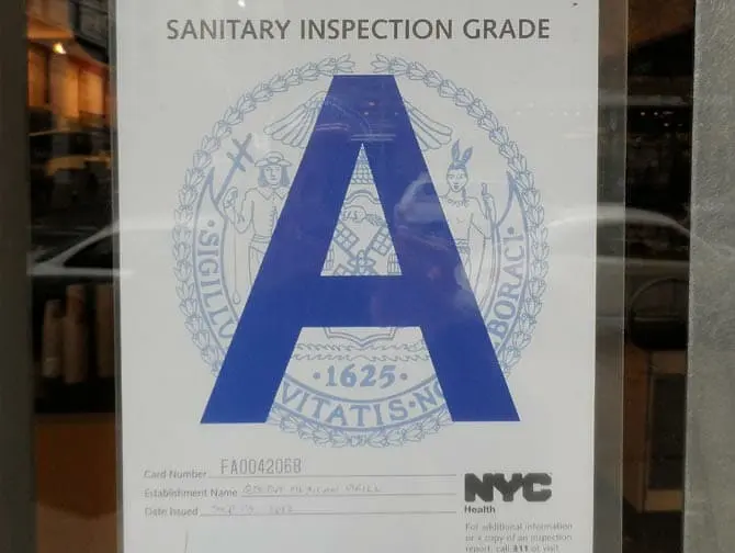 Hygiène en Restauration à New York - Restaurant affichant un A à New York 