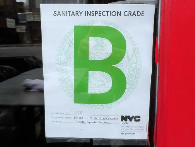 Hygiène en Restauration à New York - Restaurant affichant un B à New York