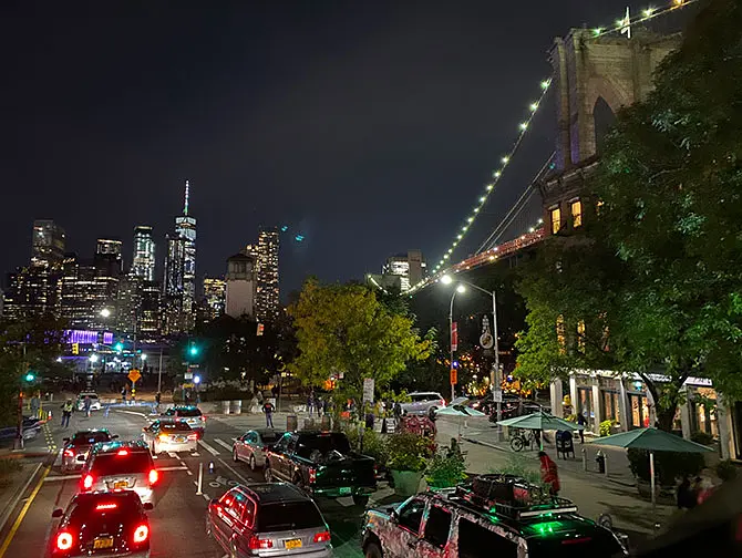 Bus touristique Gray Line a New York - Brooklyn de nuit