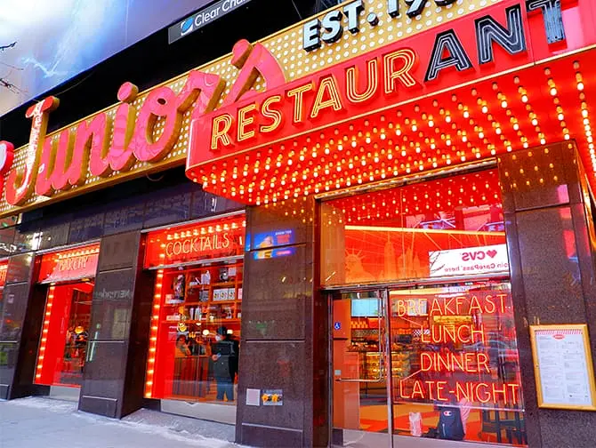 Meilleurs cheesecakes a New York - Restaurant Junior's 