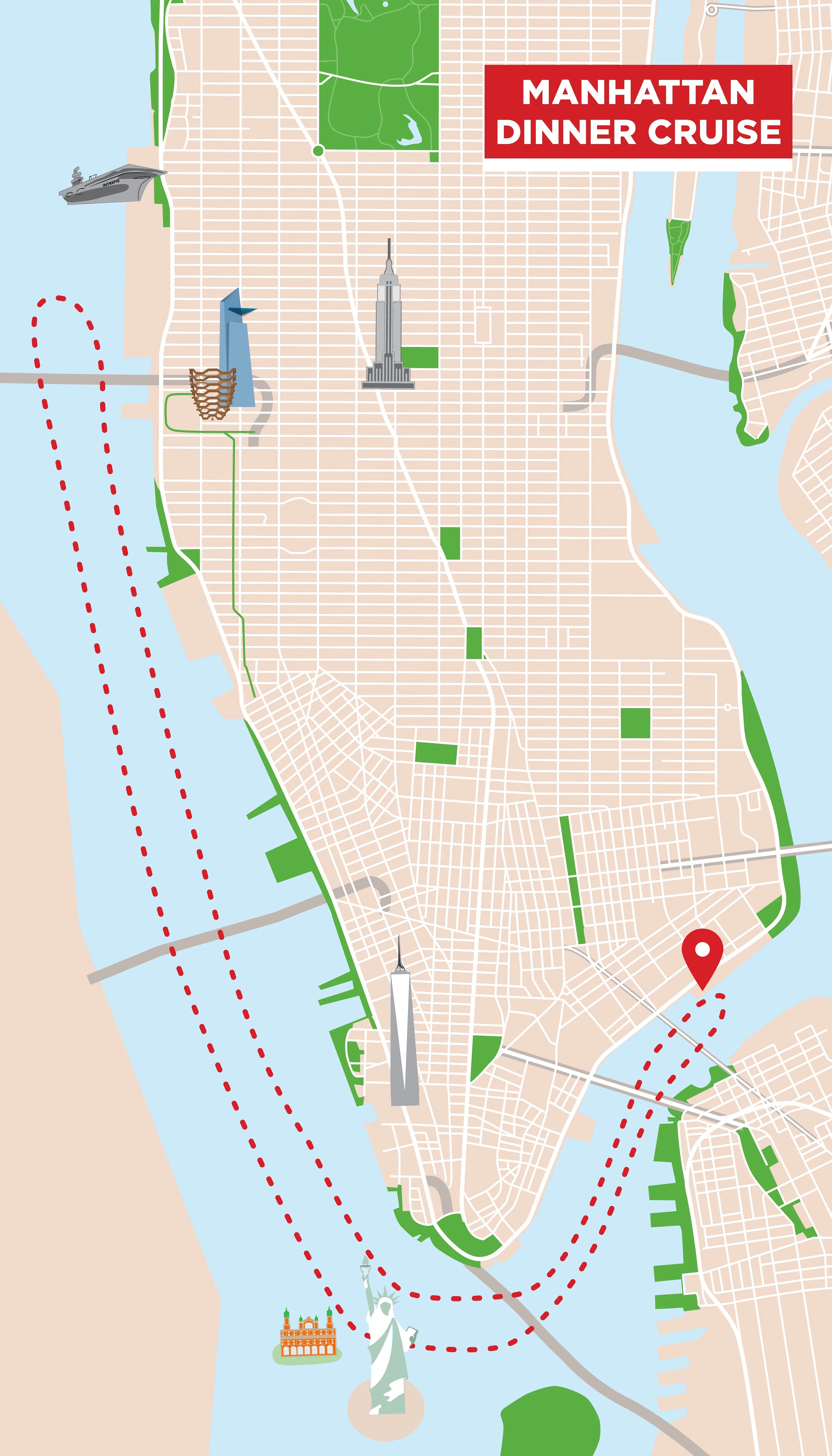Dîner-croisière à Manhattan - Plan de l'itinéraire