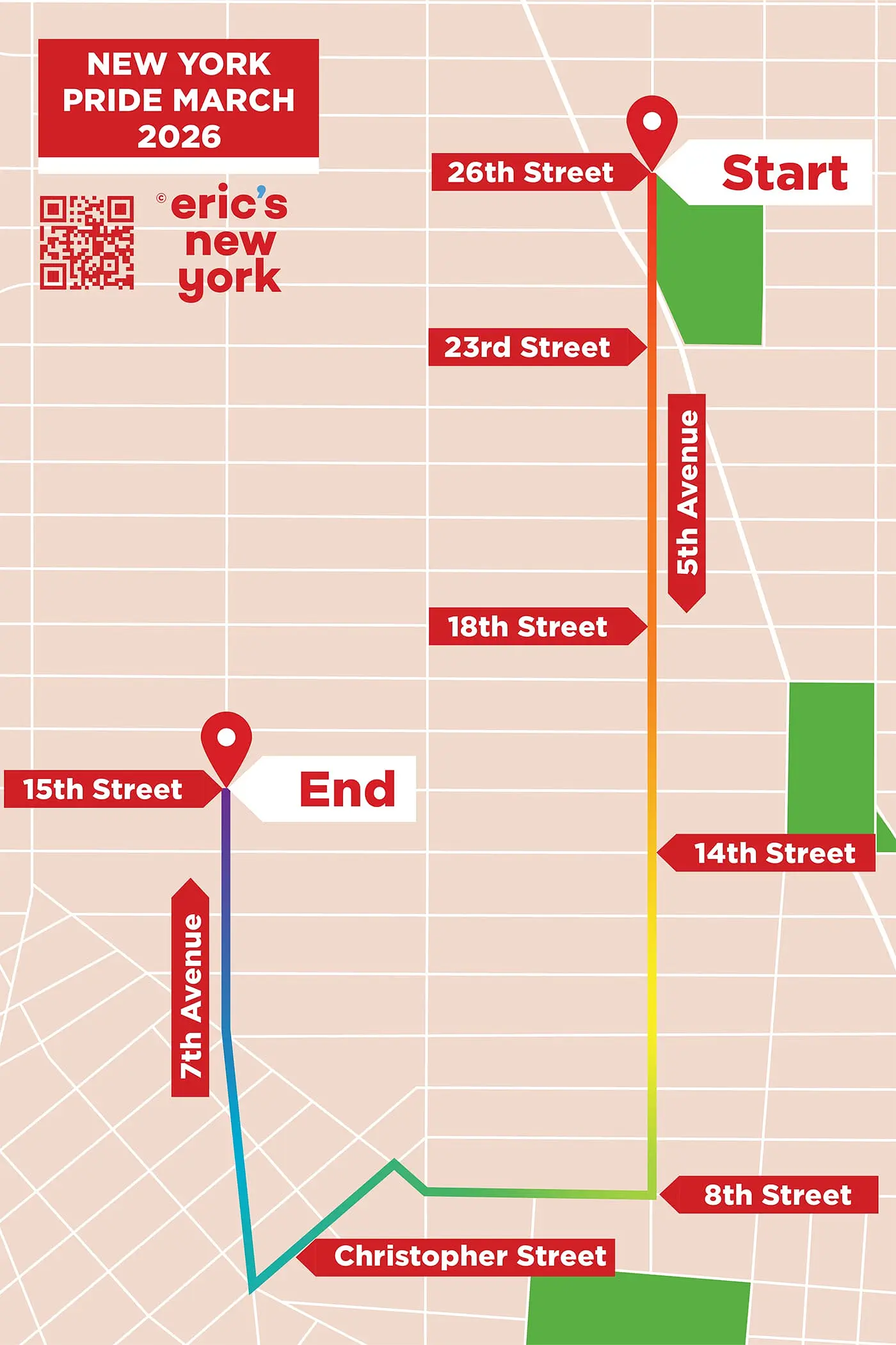 New York Pride - Itinéraire de la Marche des fiertés 2026