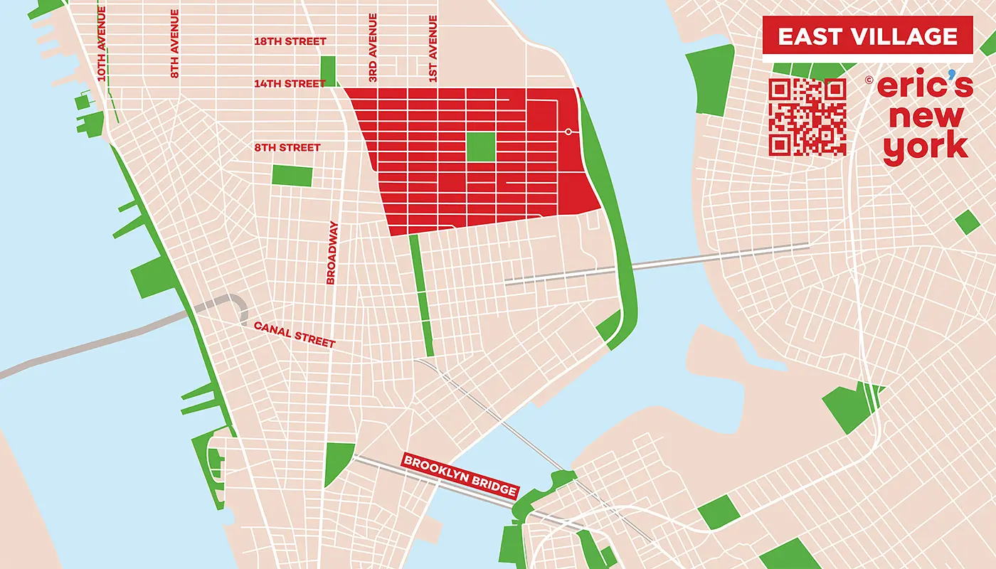 East Village à New York - Plan gratuit