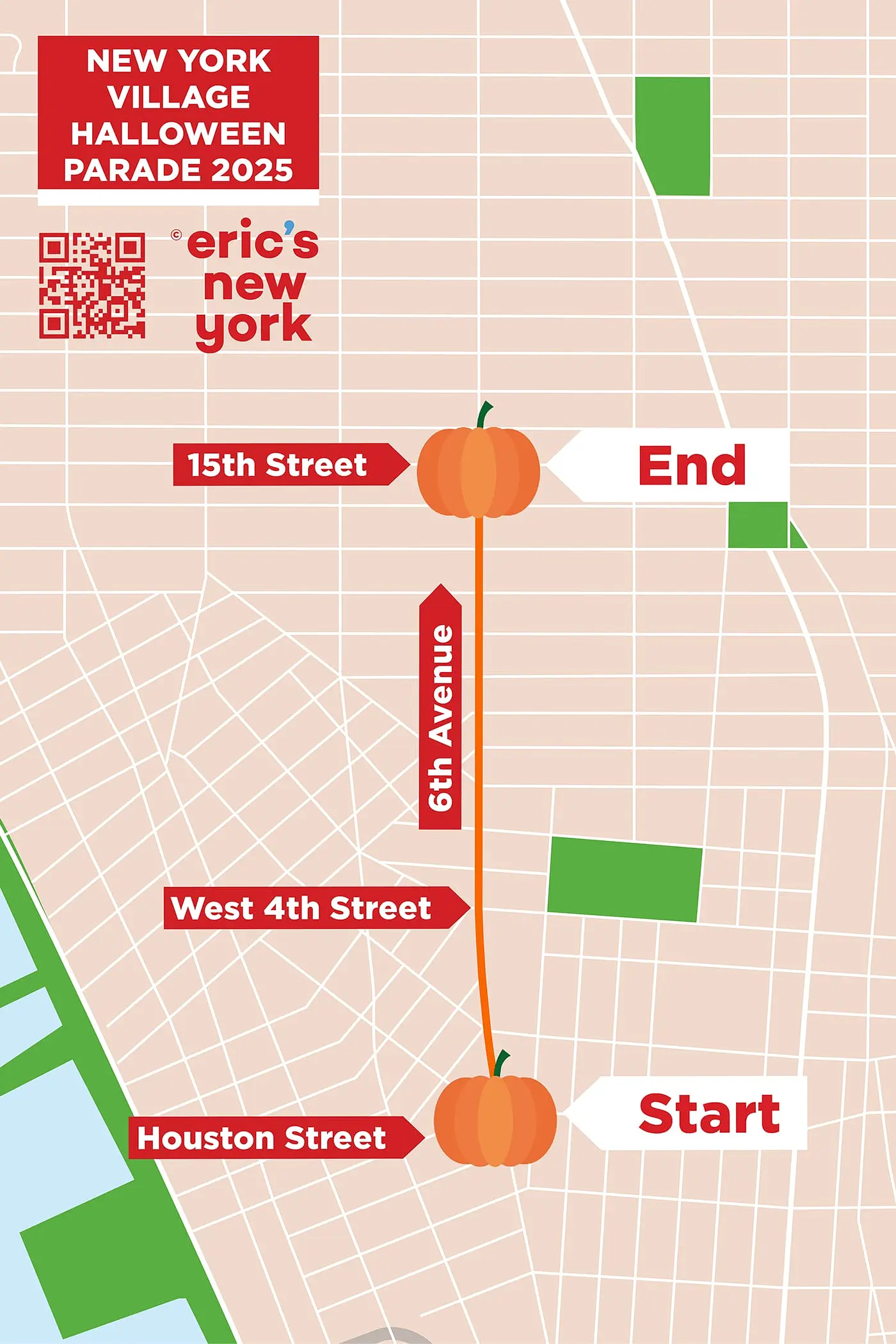 Halloween à New York - Plan du parcours de la Village Halloween Parade